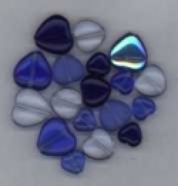 Glasherzen blau-mix
